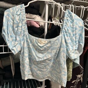 La Hearts Pacsun Light Blue Puff Sleeve Blouse